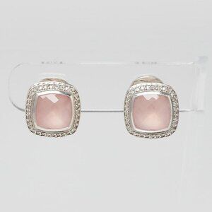 David Yurman 11mm Rose Quartz and Diamond Albion Earrings